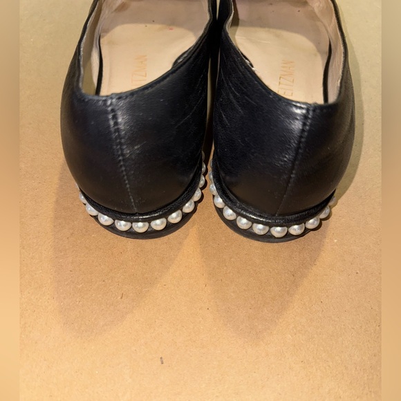 Stuart Weitzman Pearl Flat Woman’s Black leather ballet shoes size 8 shoes - Picture 8 of 9